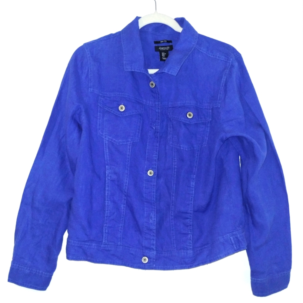 New Jones New York Blue casual linen jacket